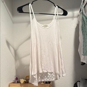 White Lace Hem Women's Top
